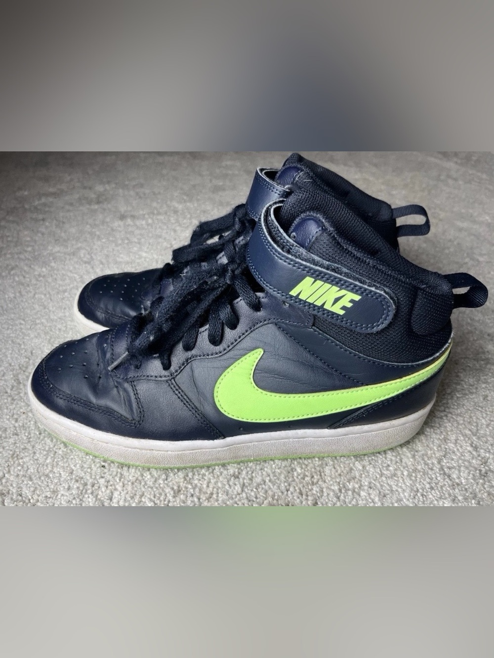 Nike Court Borough Mid 2 Dark Obsidian Blue Lime CD7782-403 Shoes-Youth Mens 7